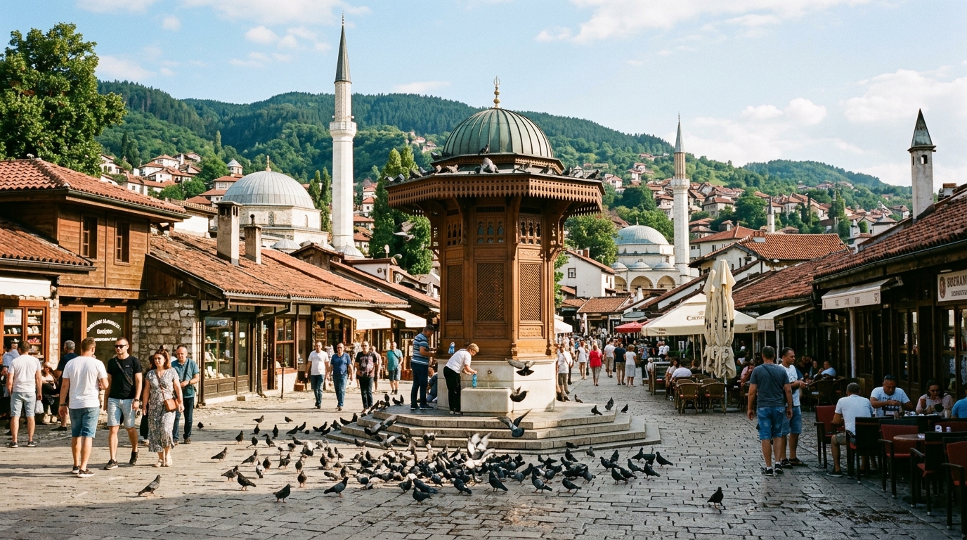 Baščaršija i Sebilj česma u Sarajevu